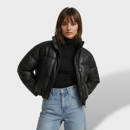 Chaqueta de Invierno para Mujer Acolchada de Plumas con Cremallera