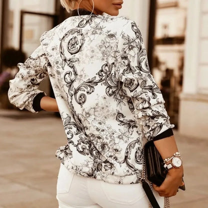 Chaqueta de Mujer Casual Estampada con Cremallera