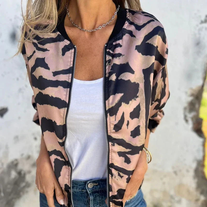 Chaqueta de Mujer Casual Ligera con Estampado de Cebra