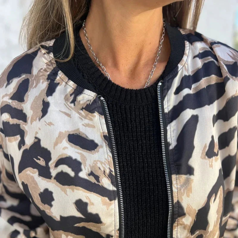 Chaqueta de Mujer Casual Ligera con Estampado de Cebra
