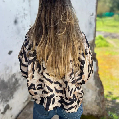 Chaqueta de Mujer Casual Ligera con Estampado de Cebra