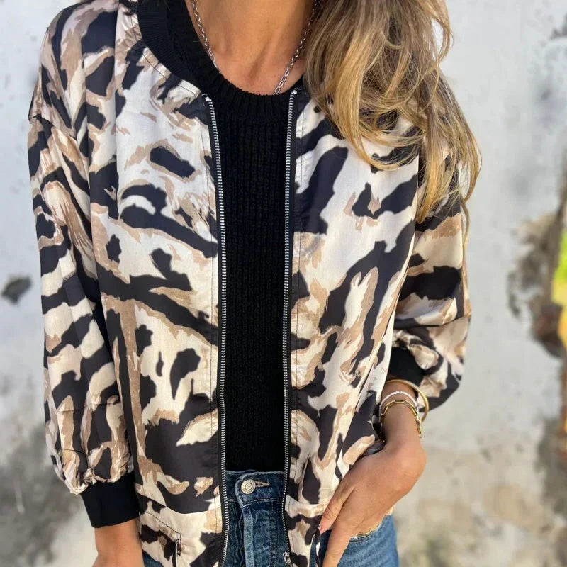 Chaqueta de Mujer Casual Ligera con Estampado de Cebra