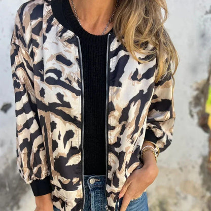 Chaqueta de Mujer Casual Ligera con Estampado de Cebra