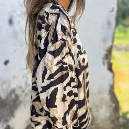 Chaqueta de Mujer Casual Ligera con Estampado de Cebra