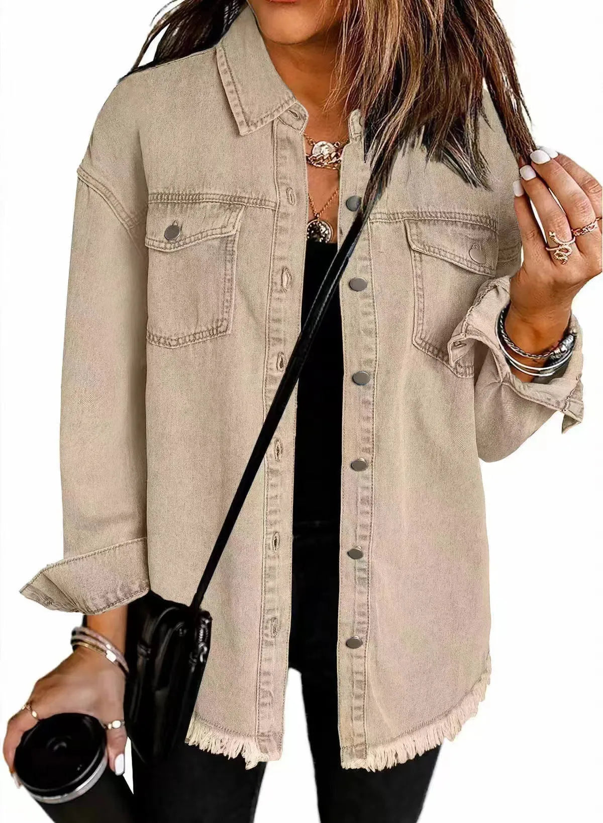Chaqueta de Mujer Larga Casual con Bolsillos