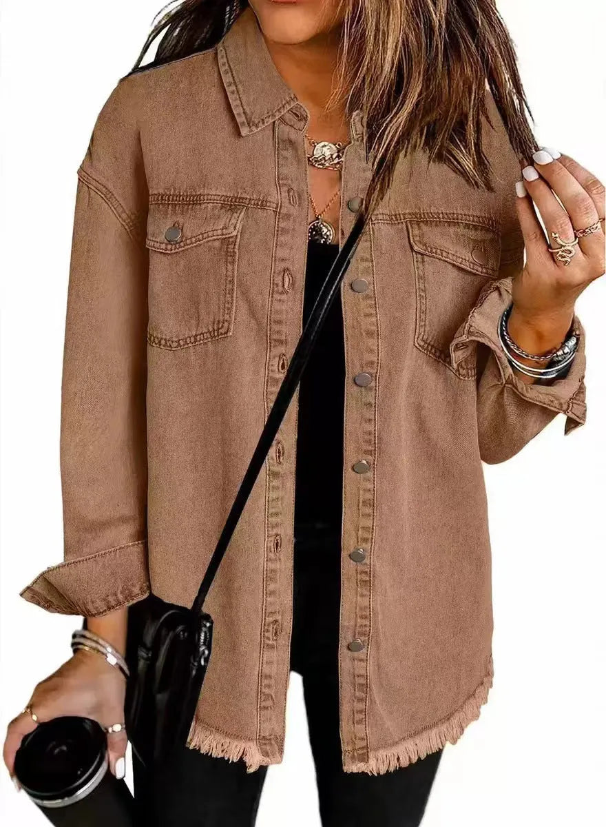 Chaqueta de Mujer Larga Casual con Bolsillos