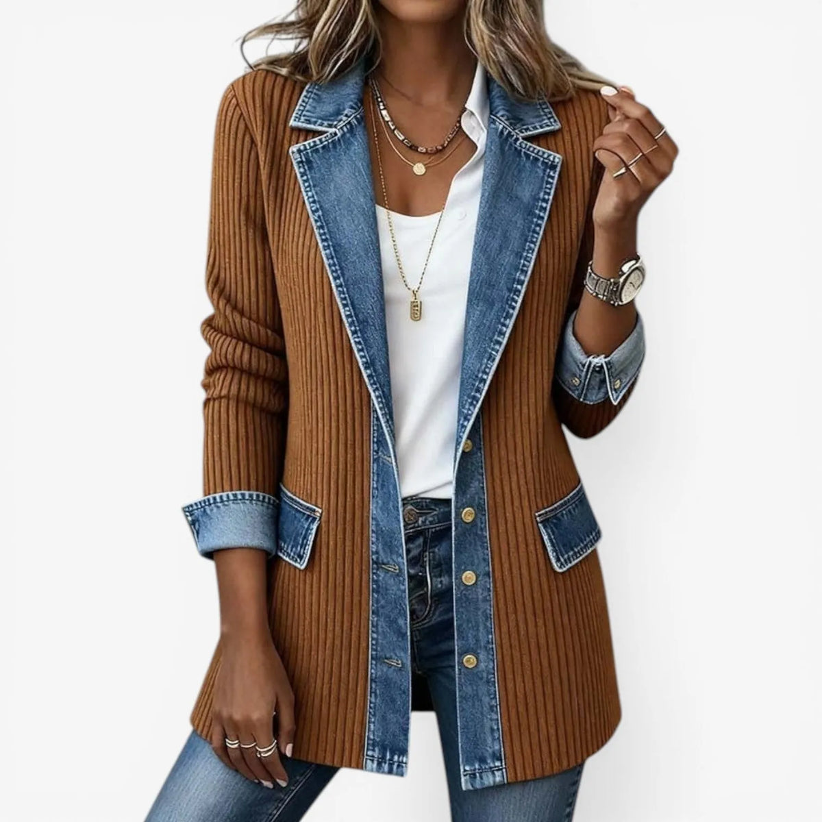 Chaqueta de Mujer Larga Casual con Botones