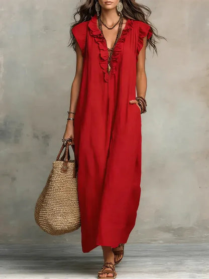Vestido de Verano Largo Boho Elegante con Volantes