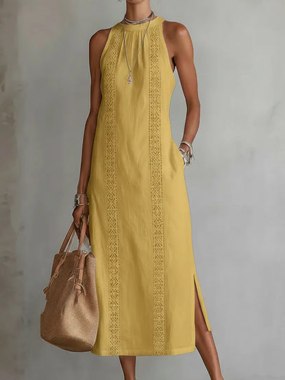 Vestido de Verano Midi Elegante Casual con Cuello Halter