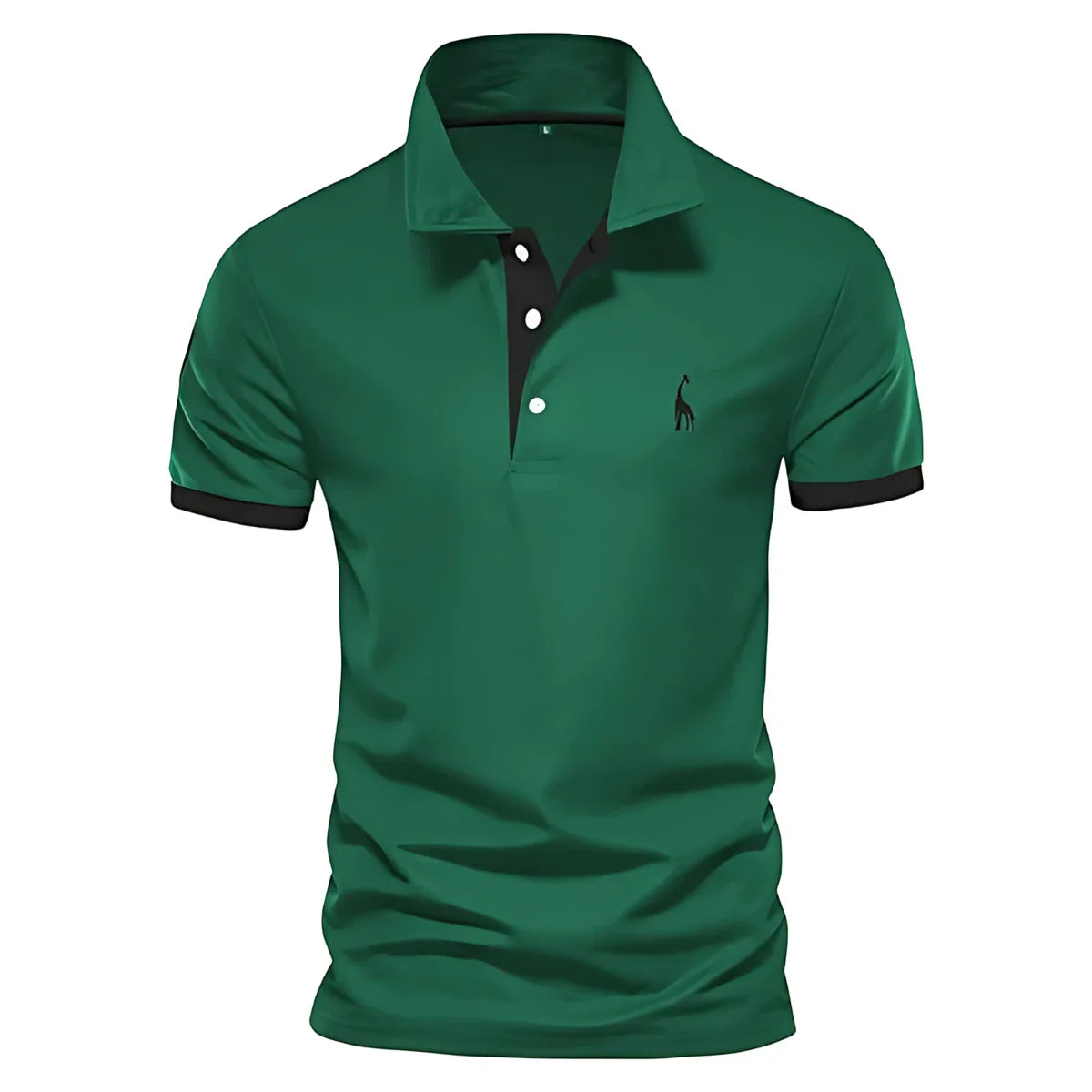 Men's Casual Slim Fit Polo Shirt with Short Sleeve and Embroidered