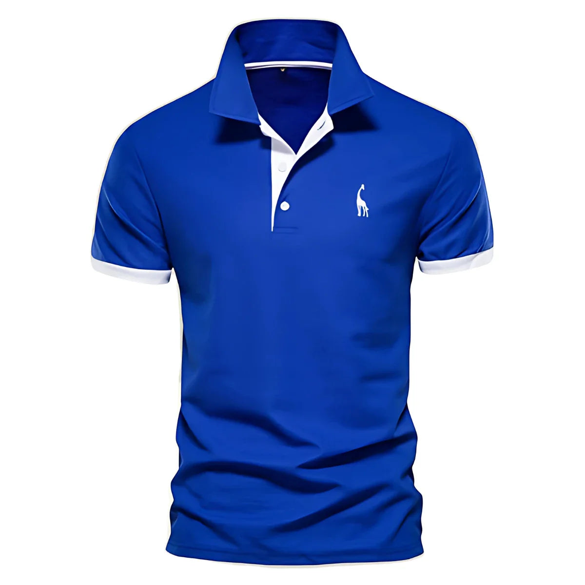 Men's Casual Slim Fit Polo Shirt with Short Sleeve and Embroidered