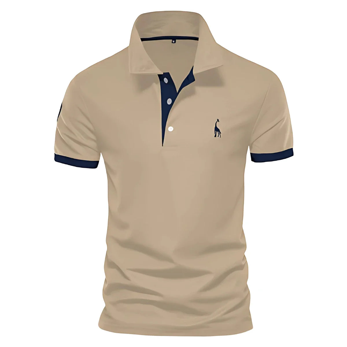 Men's Casual Slim Fit Polo Shirt with Short Sleeve and Embroidered