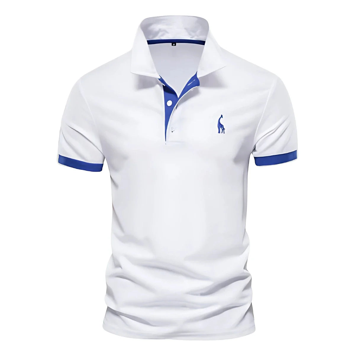 Men's Casual Slim Fit Polo Shirt with Short Sleeve and Embroidered