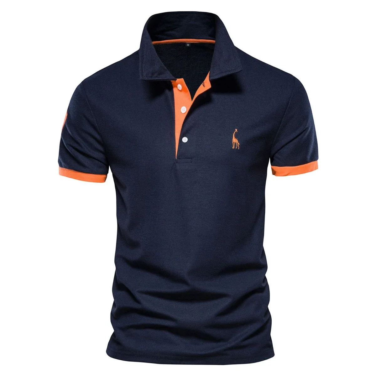 Men's Casual Slim Fit Polo Shirt with Short Sleeve and Embroidered