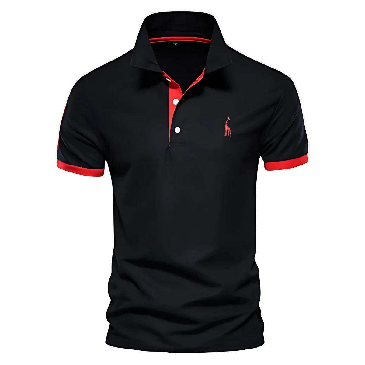 Men's Casual Slim Fit Polo Shirt with Short Sleeve and Embroidered