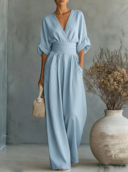 Mono de Mujer Boho Elegante con Manga Larga y Escote en V