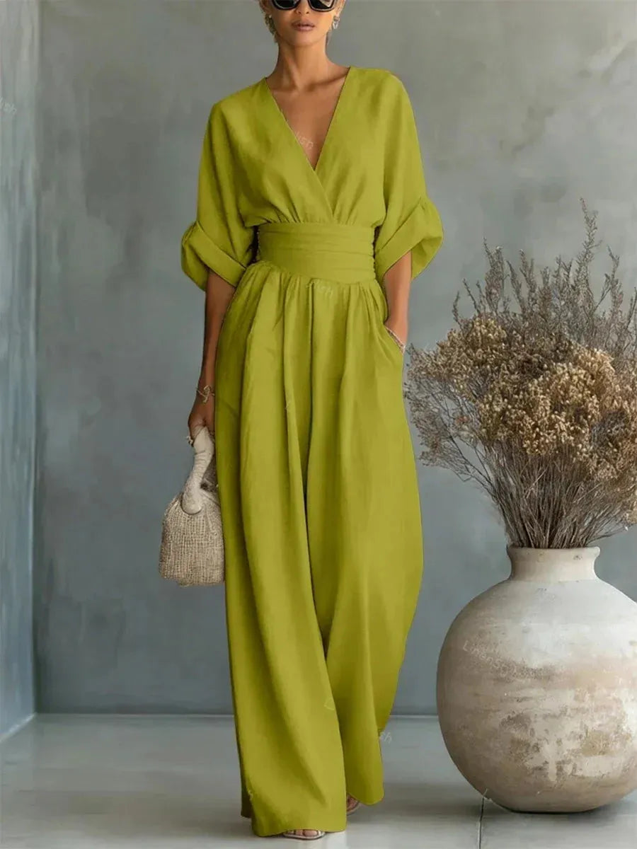 Mono de Mujer Boho Elegante con Manga Larga y Escote en V