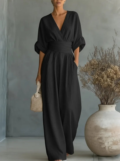 Mono de Mujer Boho Elegante con Manga Larga y Escote en V