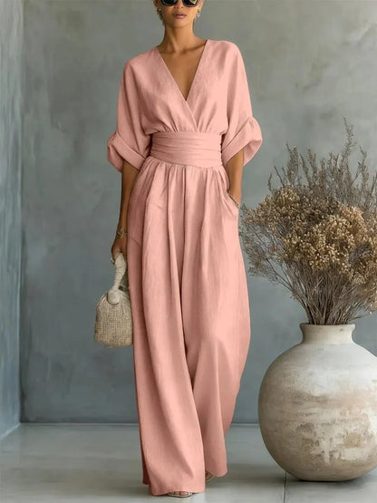 Mono de Mujer Boho Elegante con Manga Larga y Escote en V