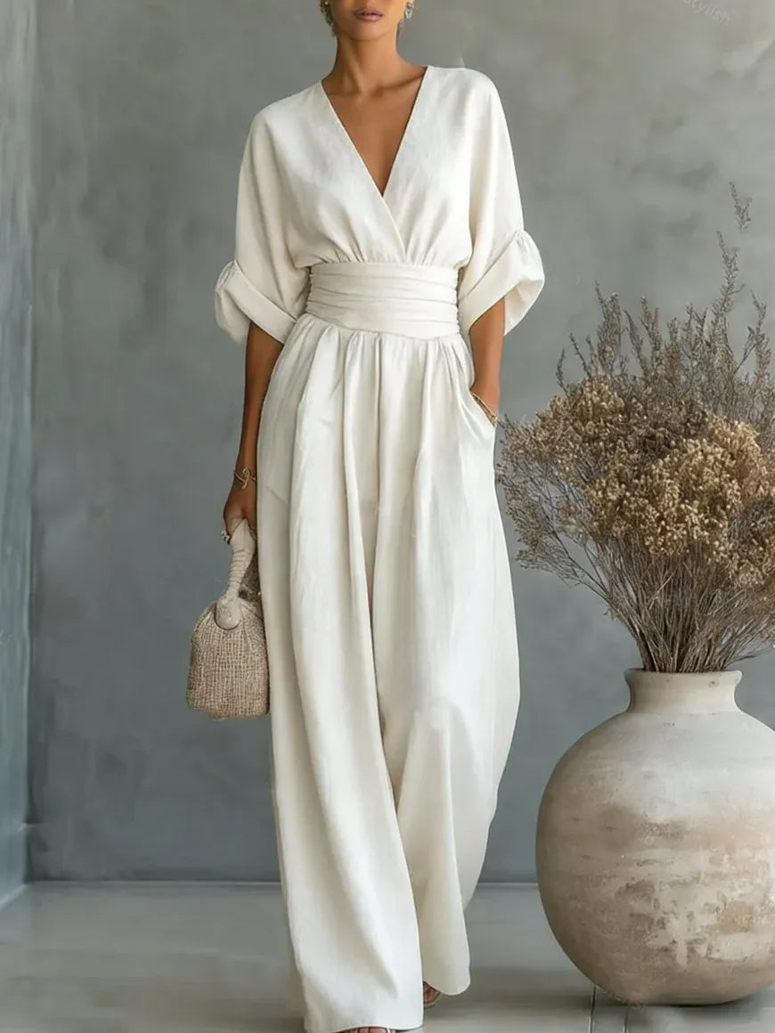 Mono de Mujer Boho Elegante con Manga Larga y Escote en V