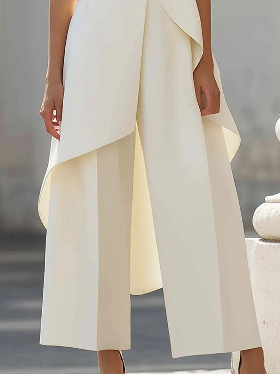 Mono de Mujer Elegante Ancho con Cuello Halter