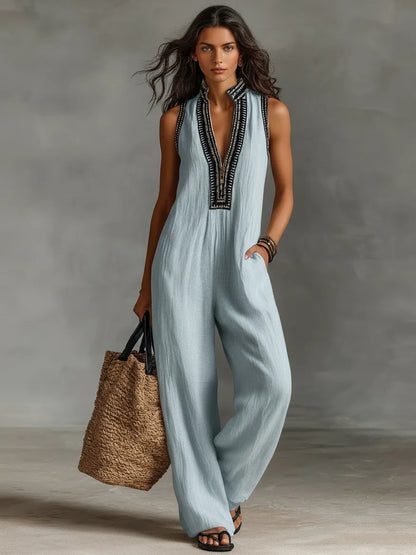 Mono de Mujer Elegante Fluido con Cuello Halter y Cremallera