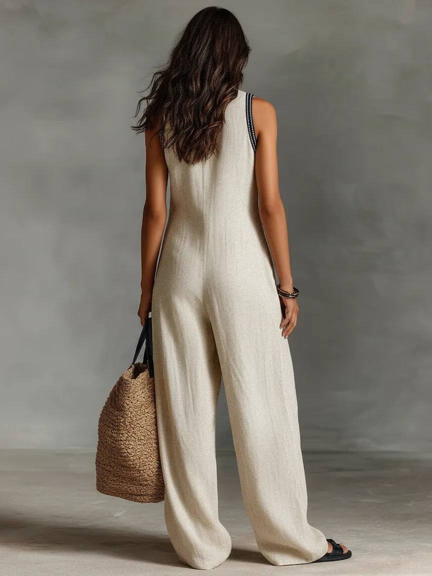 Mono de Mujer Elegante Fluido con Cuello Halter y Cremallera