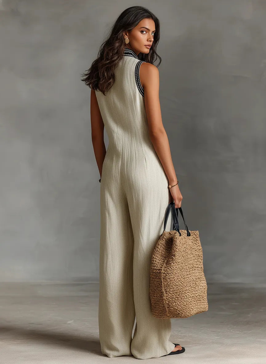 Mono de Mujer Elegante Fluido con Cuello Halter y Cremallera
