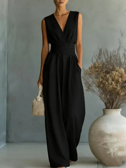 Mono de Mujer Elegante Fluido con Escote en V