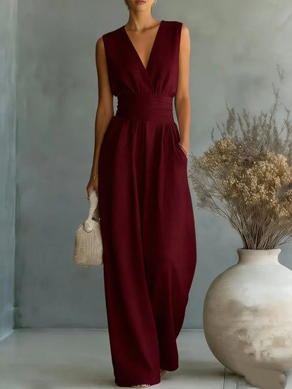 Mono de Mujer Elegante Fluido con Escote en V