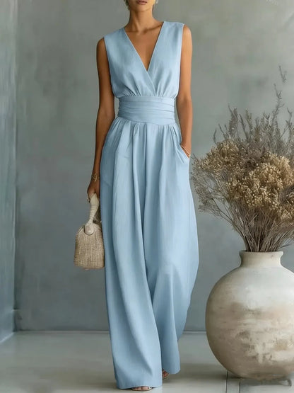 Mono de Mujer Elegante Fluido con Escote en V