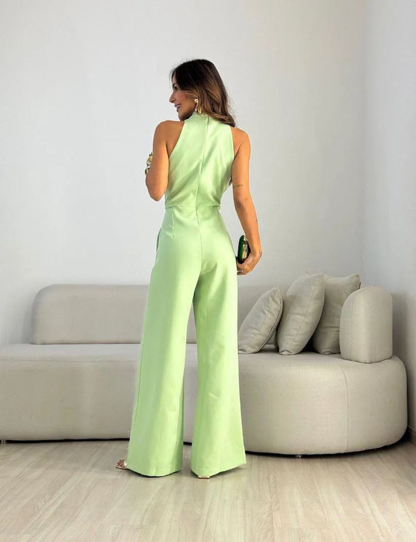 Mono de Mujer Elegante Fluido con Nudo Delantero y Pernera Ancha