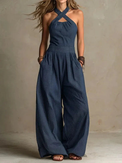 Mono de Mujer Largo Fluido Elegante con Cuello Halter