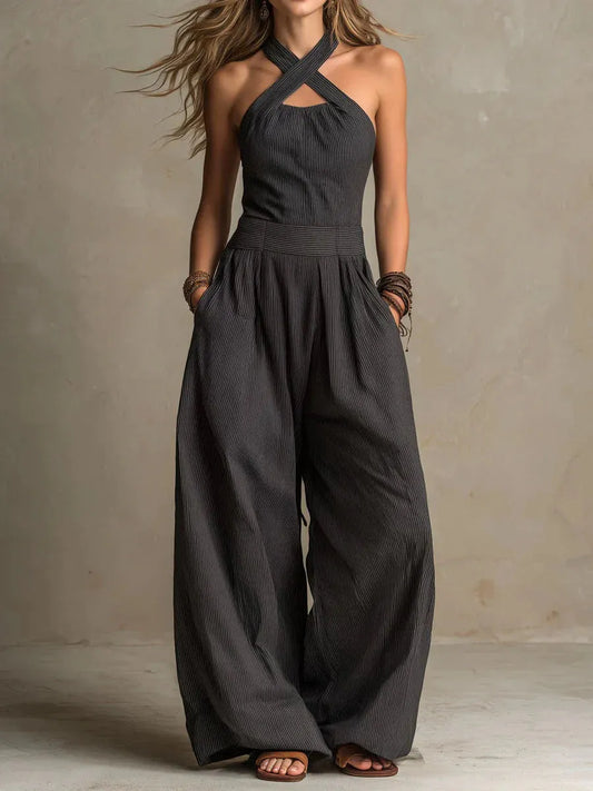 Mono de Mujer Largo Fluido Elegante con Cuello Halter