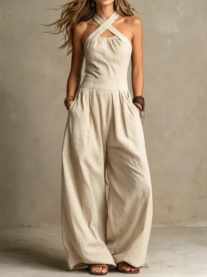 Mono de Mujer Largo Fluido Elegante con Cuello Halter