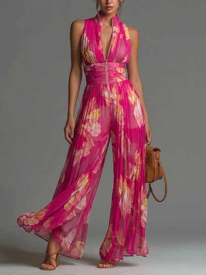 Mono de Mujer de Invitada de Boda Elegante Fluido con Cuello Halter