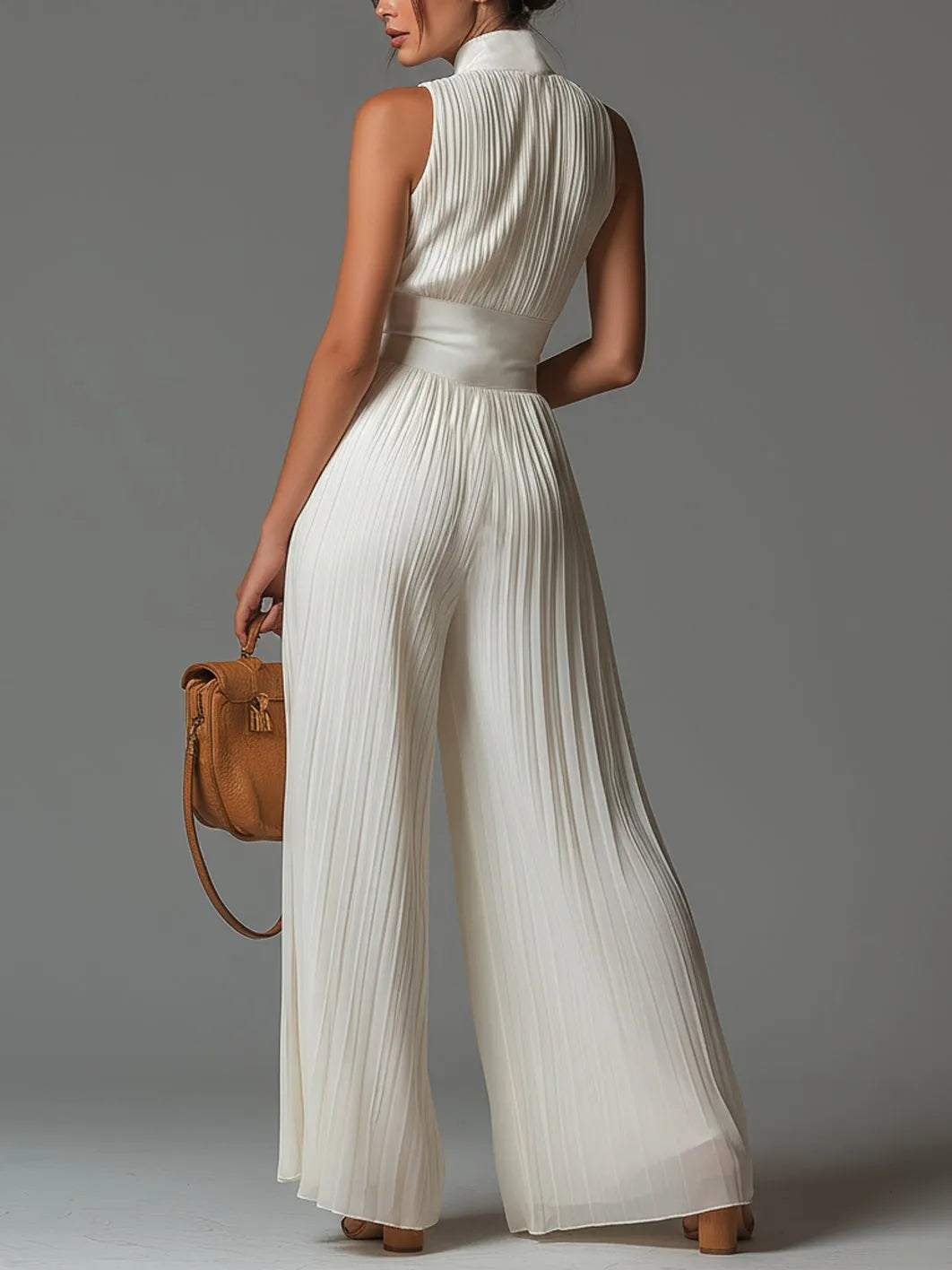 Mono de Mujer de Invitada de Boda Elegante Fluido con Cuello Halter