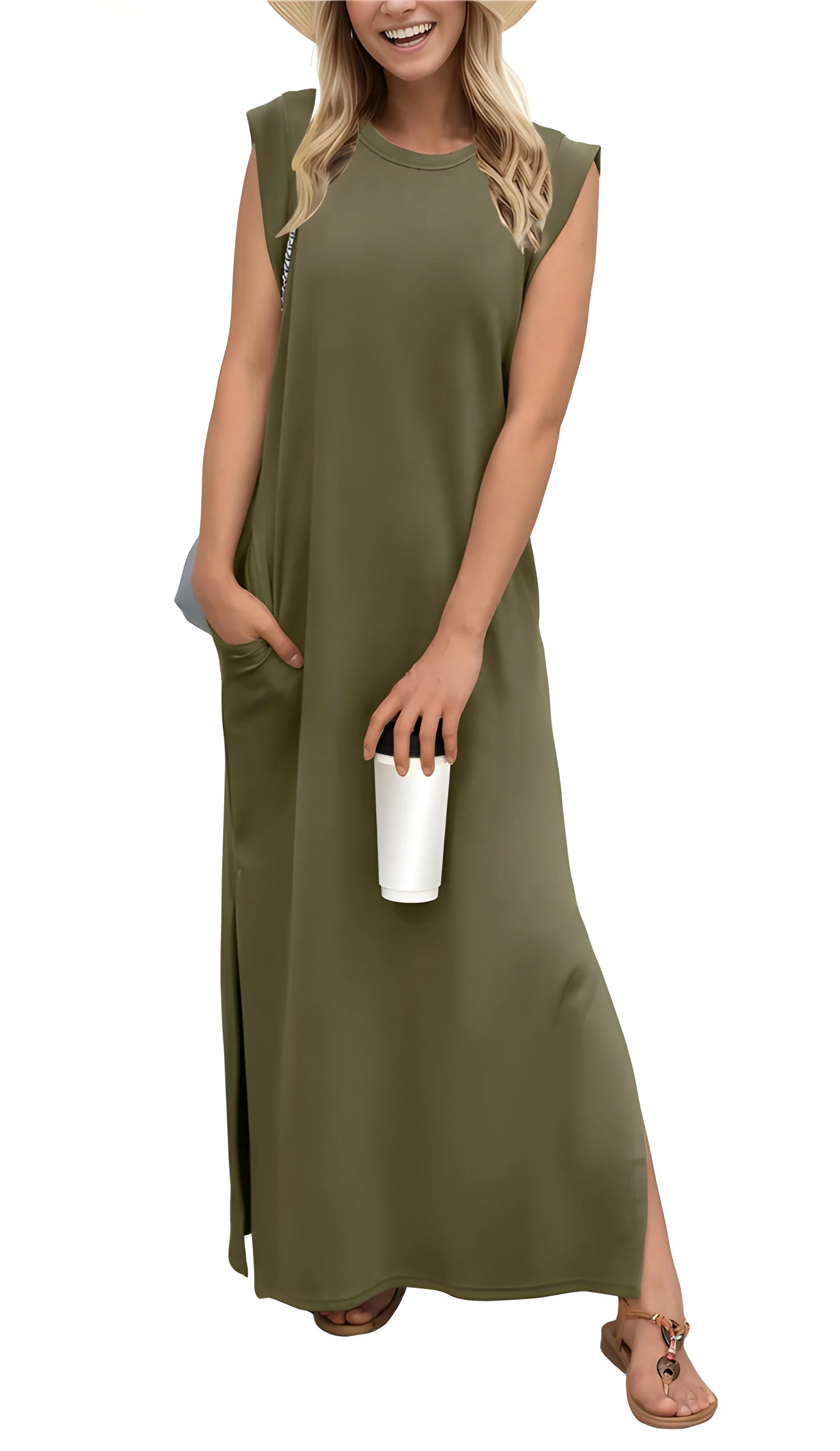 Vestido Maxi de Verano Elegante y Casual con Bolsillos