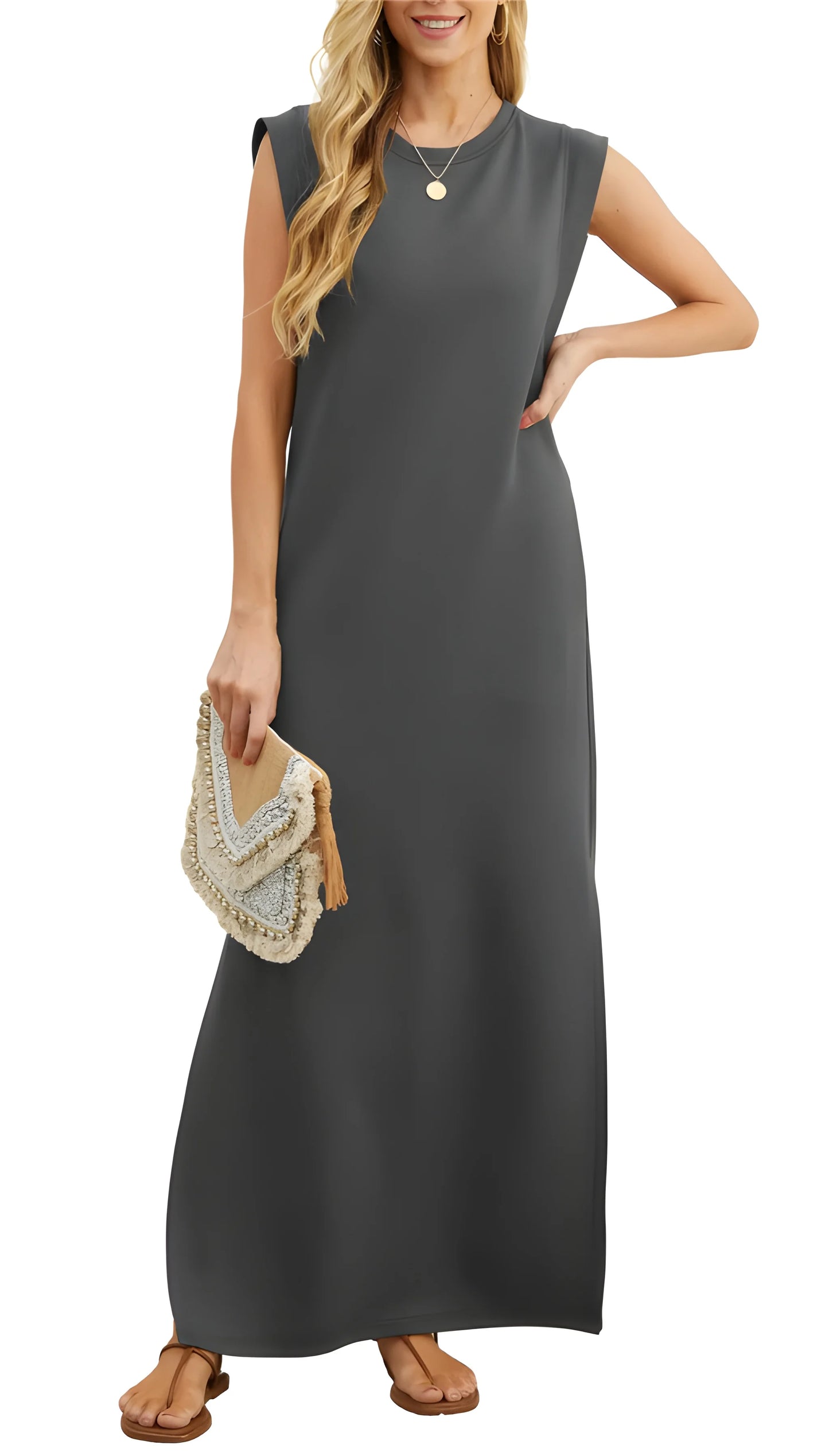 Vestido Maxi de Verano Elegante y Casual con Bolsillos