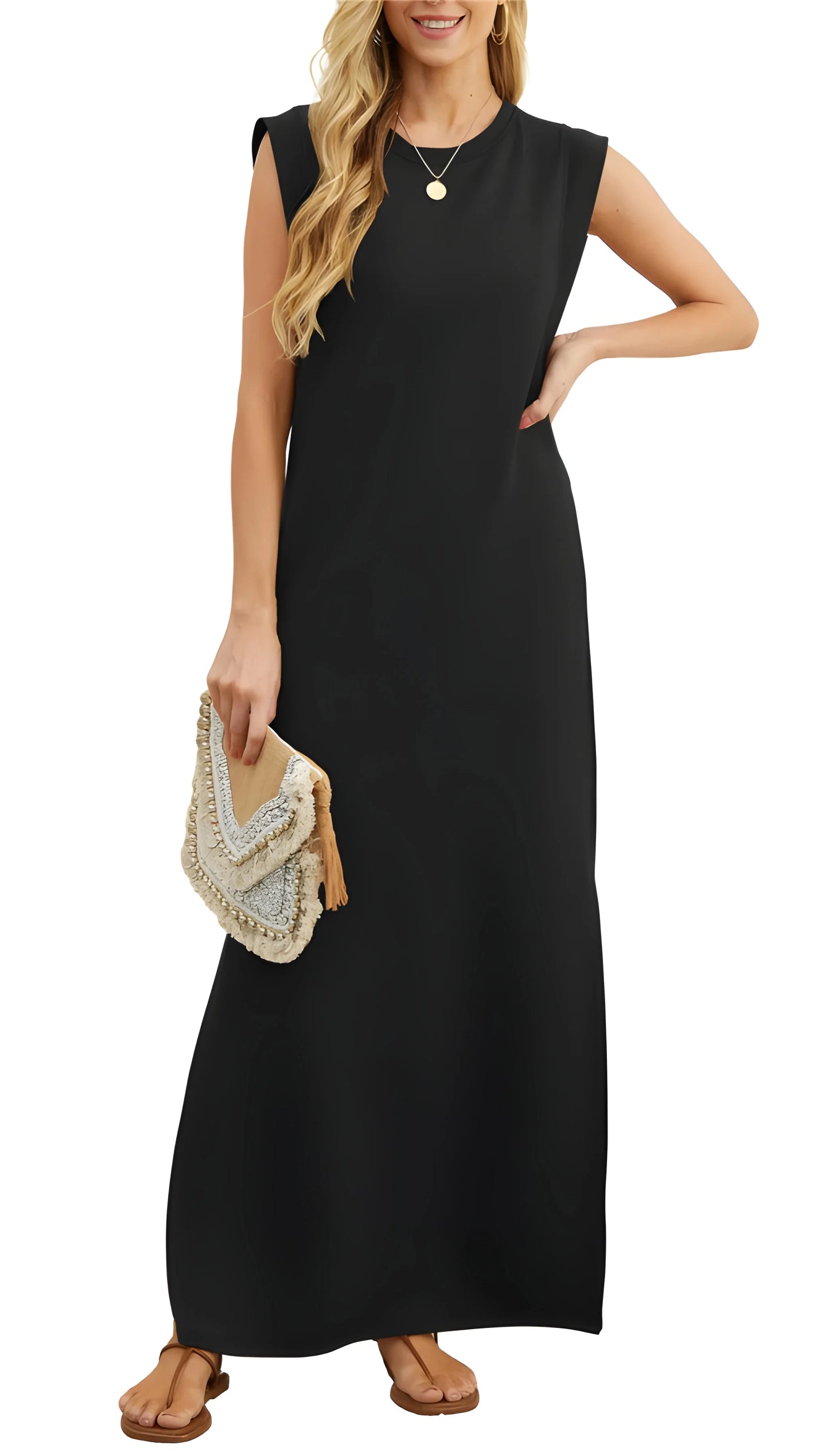 Vestido Maxi de Verano Elegante y Casual con Bolsillos