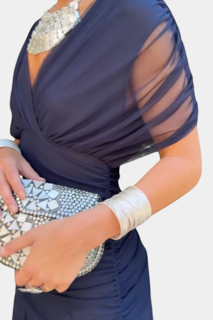 Vestido Invitada Boda Largo Elegante con Hombros Descubiertos