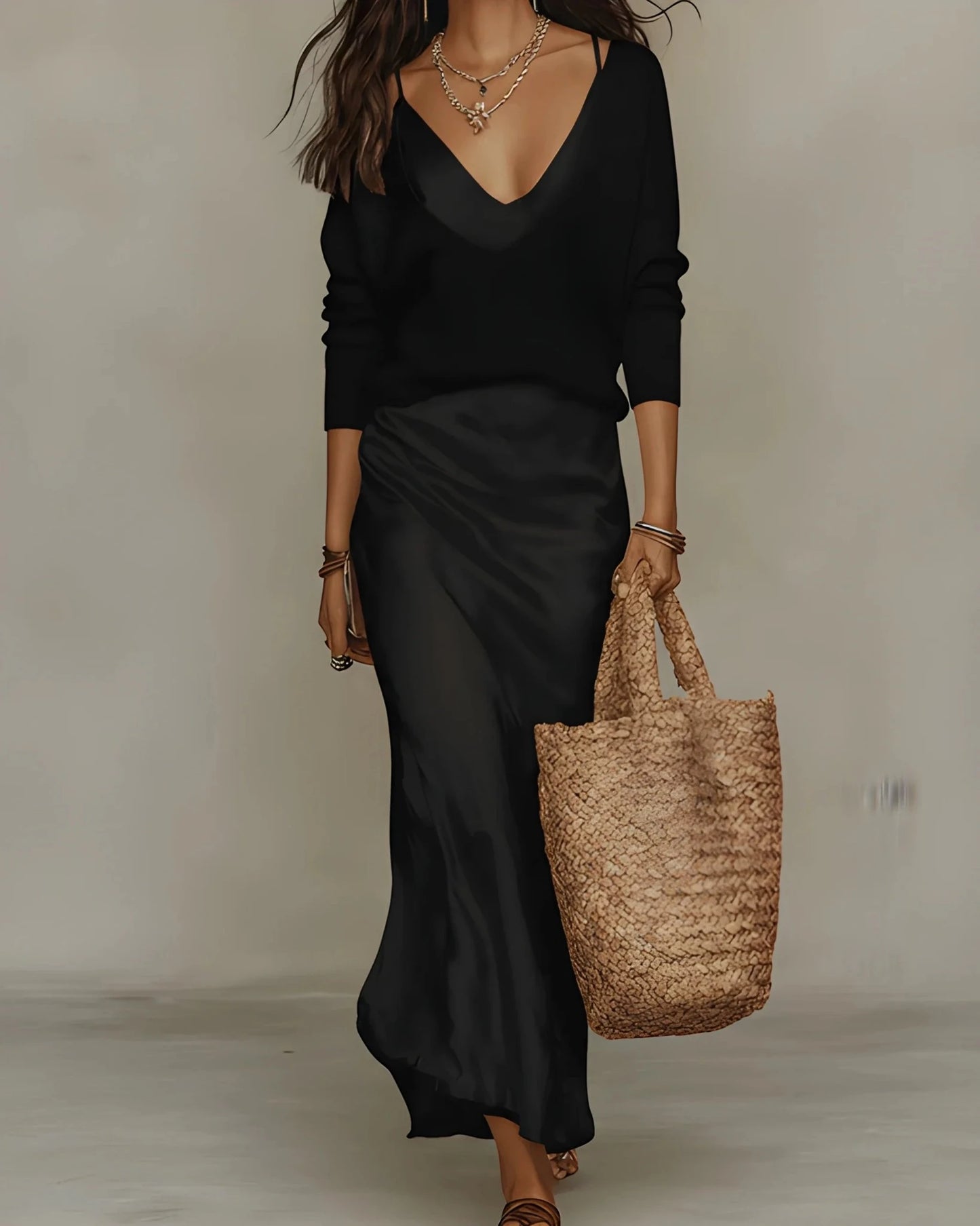 Vestido Invitada Boda Largo Elegante con Jersey