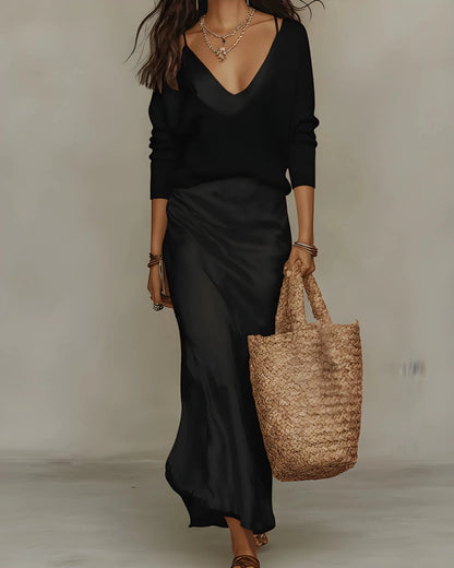 Vestido Invitada Boda Largo Elegante con Jersey