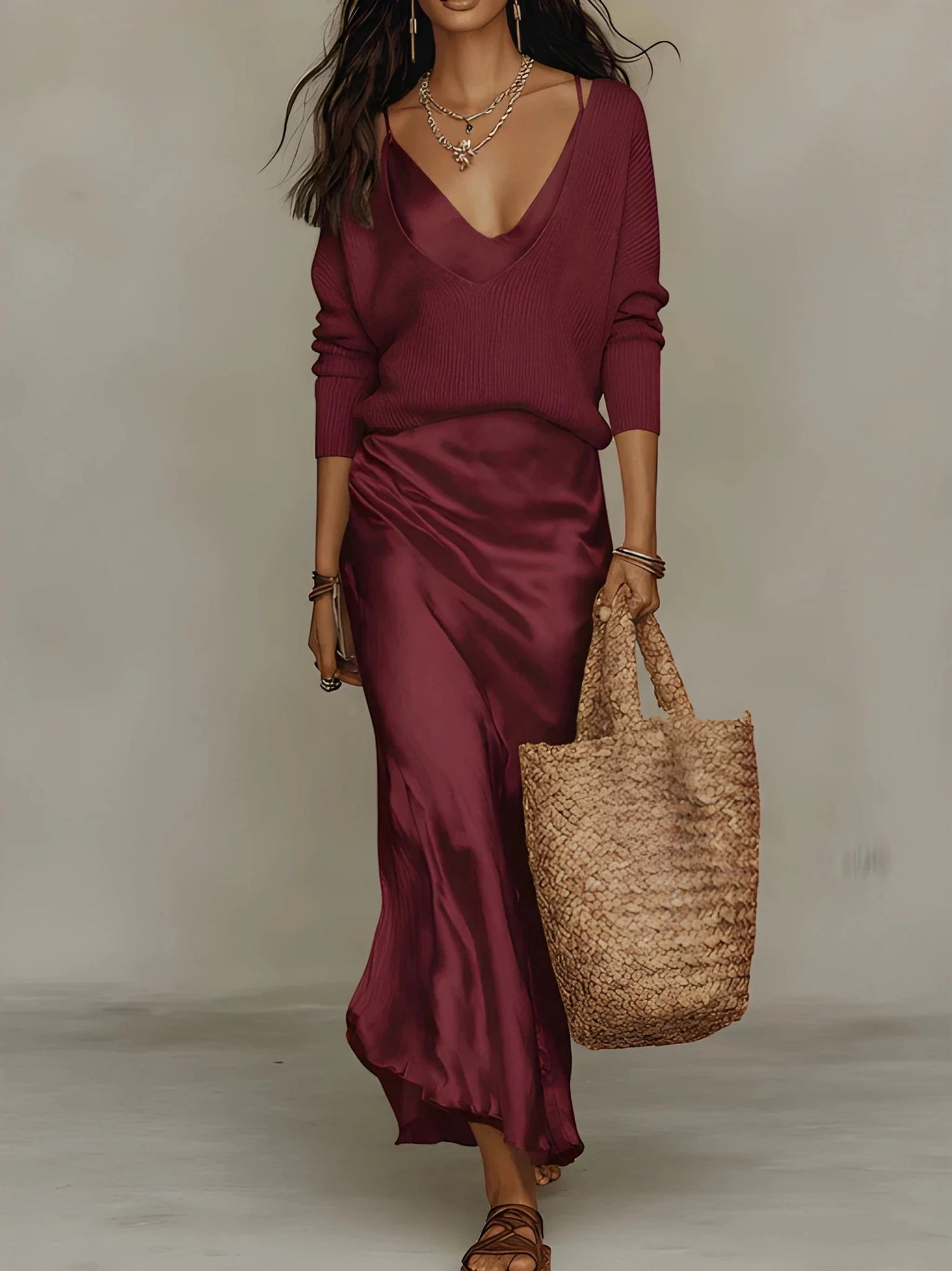 Vestido Invitada Boda Largo Elegante con Jersey