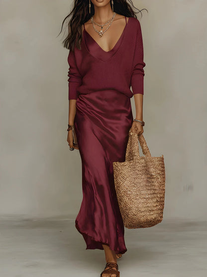 Vestido Invitada Boda Largo Elegante con Jersey