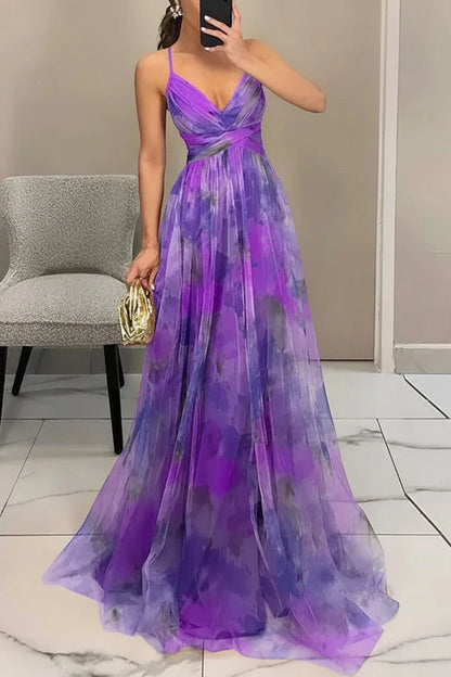 Vestido Invitada Boda Largo Elegante de Flores con Tirantes