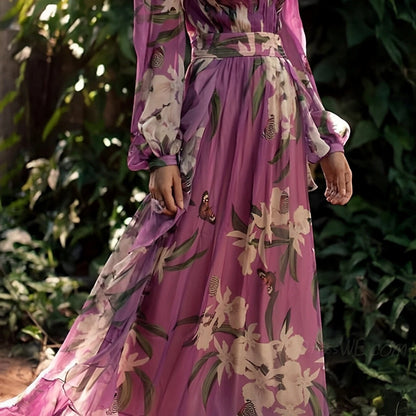 Vestido Invitada Boda Largo Floral con Escote en V
