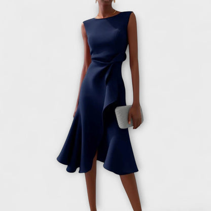 Vestido Invitada Boda Midi Elegante con Drapeado