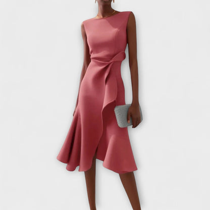 Vestido Invitada Boda Midi Elegante con Drapeado