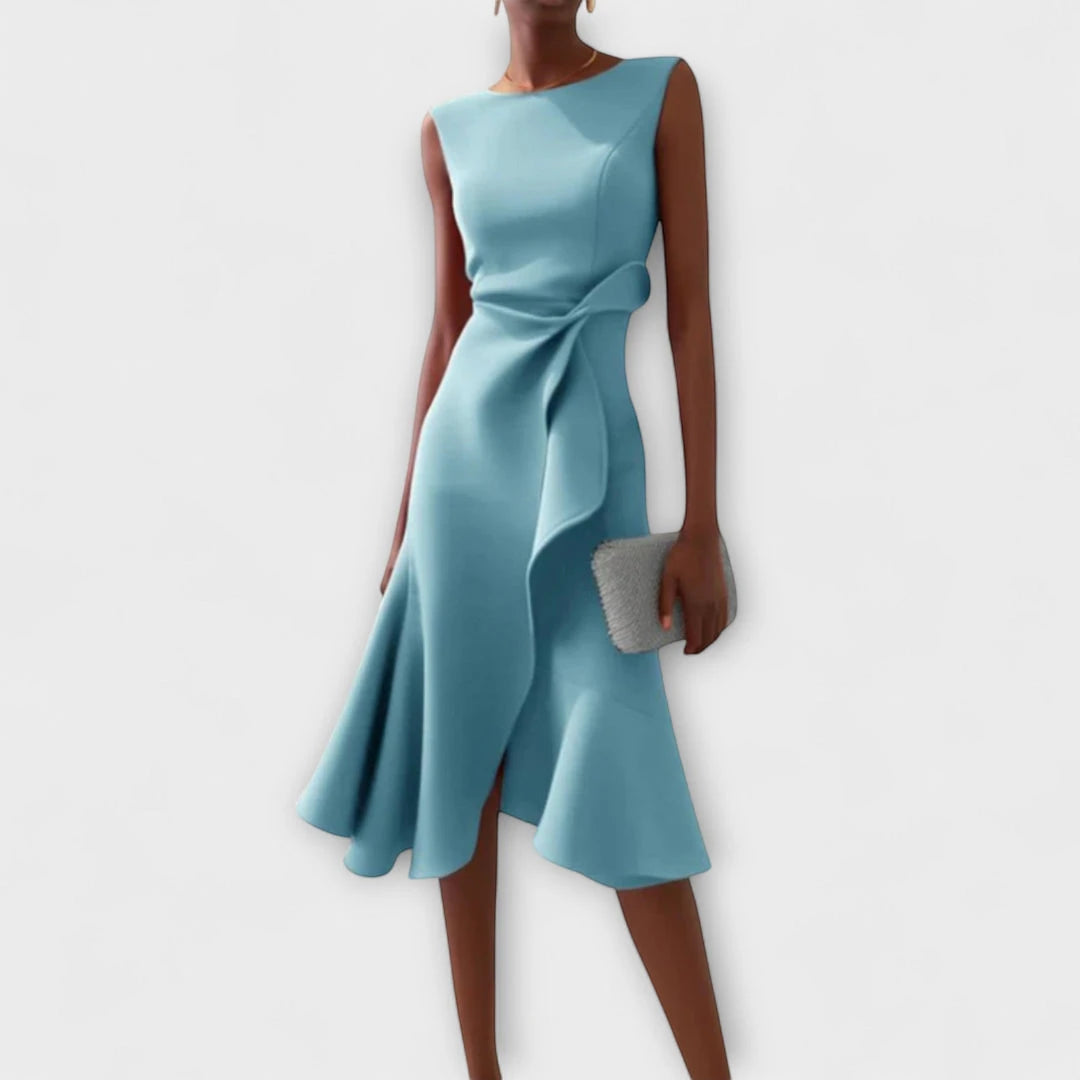 Vestido Invitada Boda Midi Elegante con Drapeado
